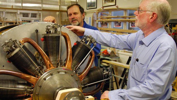 Guy Black (R) working on a rotary engine