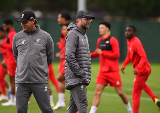 Jurgen Klopp en una entrenamiento de Liverpool.