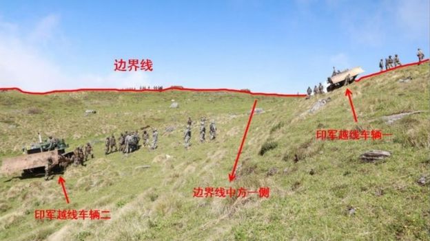 新华社图示中的中印洞朗对峙
