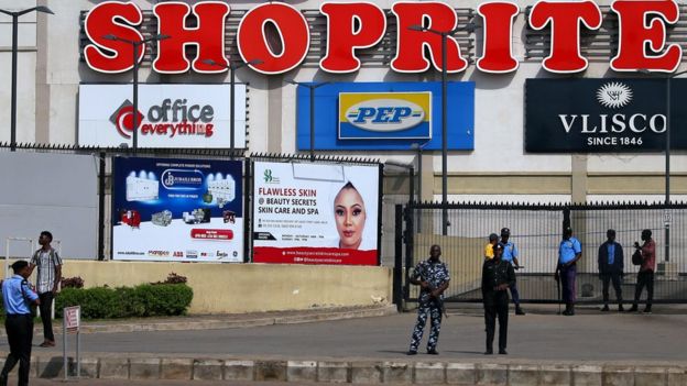 Security men are seen at the gate of Jabi Lake mall in Utako, Abuja, Nigeria September 4, 2019