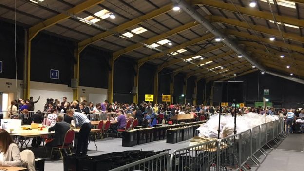 Counting under way at the Royal Dublin Society (RDS) count centre