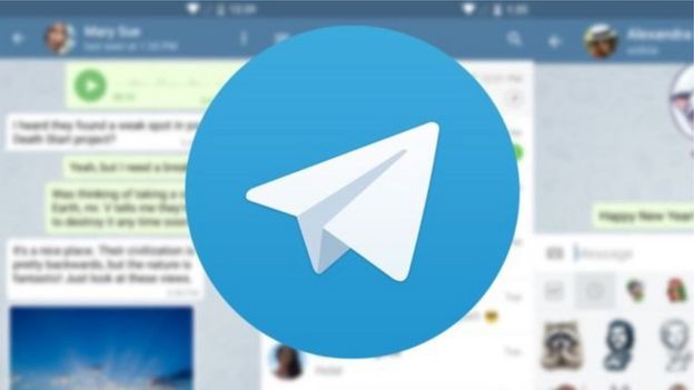 Arte com símbolo do Telegram