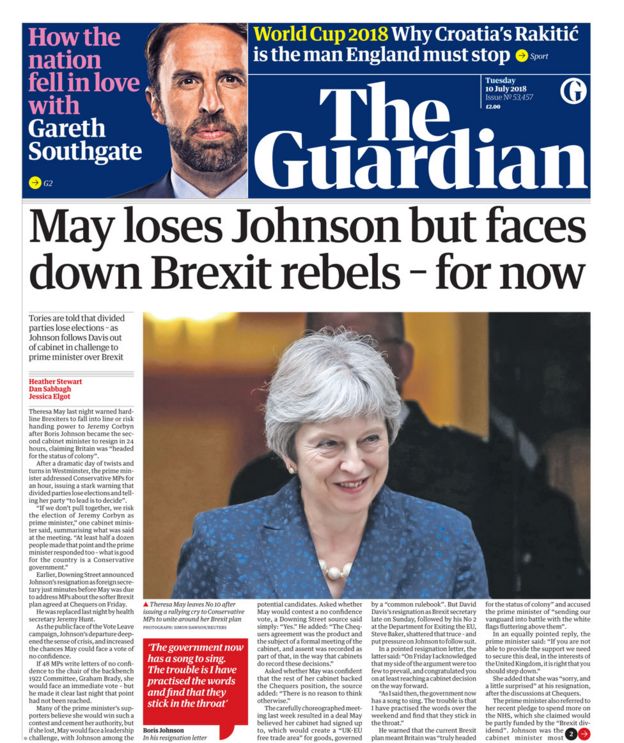 Guardian front page