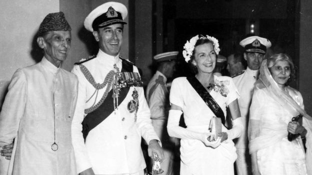 Muhammad Ali Jinnah with Lord, Lady Mountbatten and Fatima Jinnah