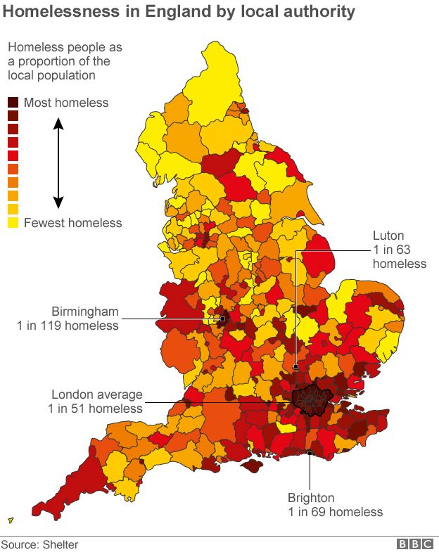 Map of homelessness by local authority