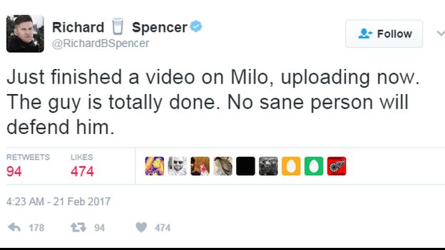 Tweet: Just finished a video on Milo, uploading now. The guy is totally done. No sane person will defend him.