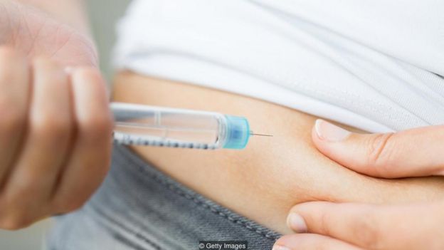 Aplicação de injeção de insulina