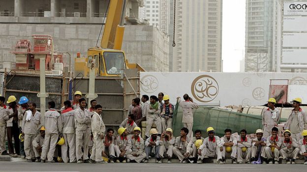Trabajadores de la construcción en Dubai
