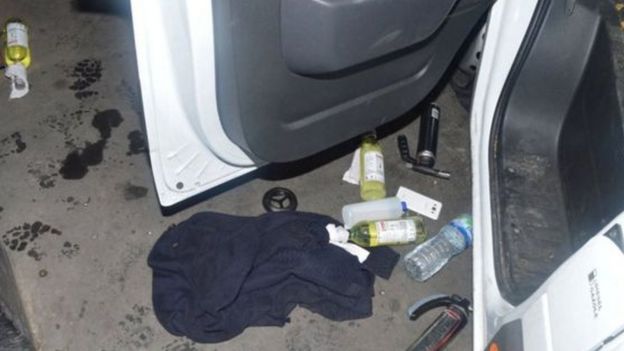 قنابل حارقة في الشاحنة الفان