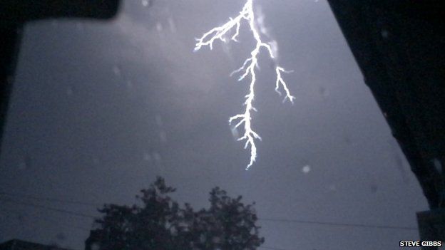 Lightning strike, Mitcham, south London