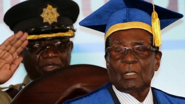 Zimbabwe President Robert Mugabe attends a university graduation ceremony in Harare, Zimbabwe, November 17, 2017