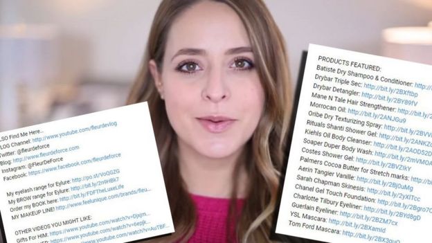 Fleur De Force links from her videos to places online where viewers can buy the products she is endorsing