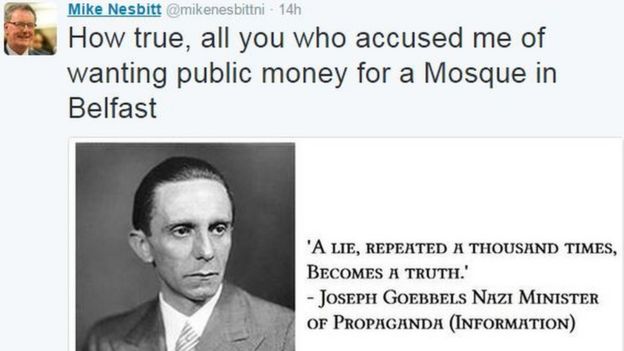 Mike Nesbitt: Goebbels tweet by UUP leader criticised - BBC News