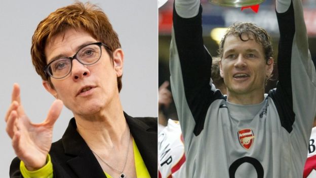 Annegret Kramp-Karrenbauer y Jens Lehmann