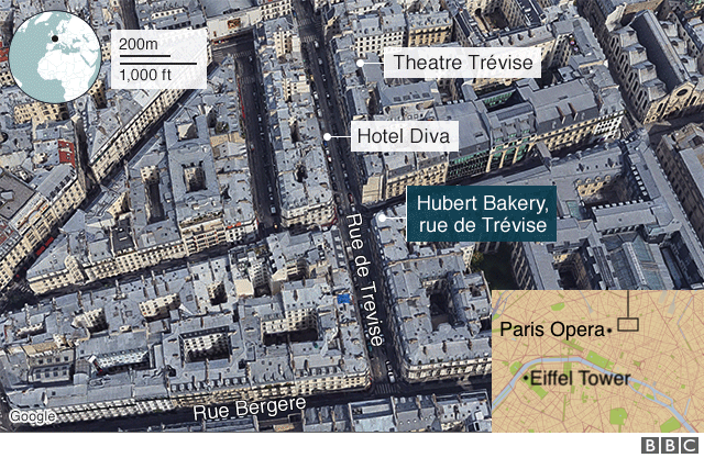 Map of area where the blast occurred