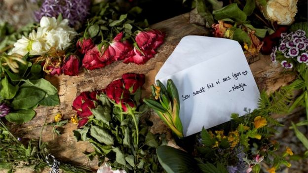 Flowers were left at the scene of the killing along with a letter that said: "Sleep well until we see each other again, Nadja"