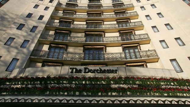 The facade of The Dorchester Hotel in London