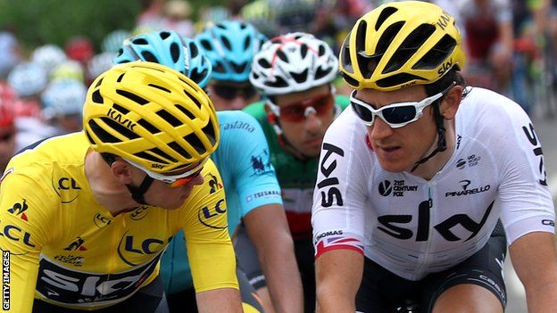 Geraint Thomas (right) with Chris Froome (left)
