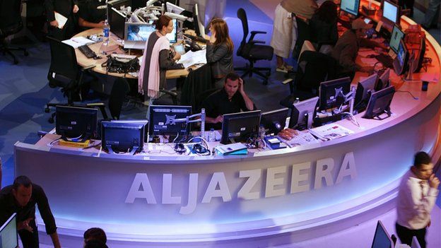 The newsroom at the headquarters of the Qatar-based al-Jazeera news channel in Doha - 14 November 2006