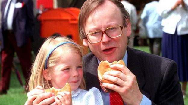 John Gummer e sua filha Cordelia em 1990