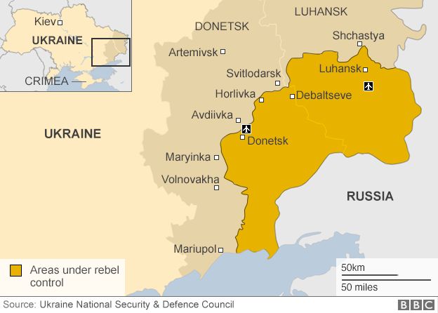 Ukraine map - rebel-held territory