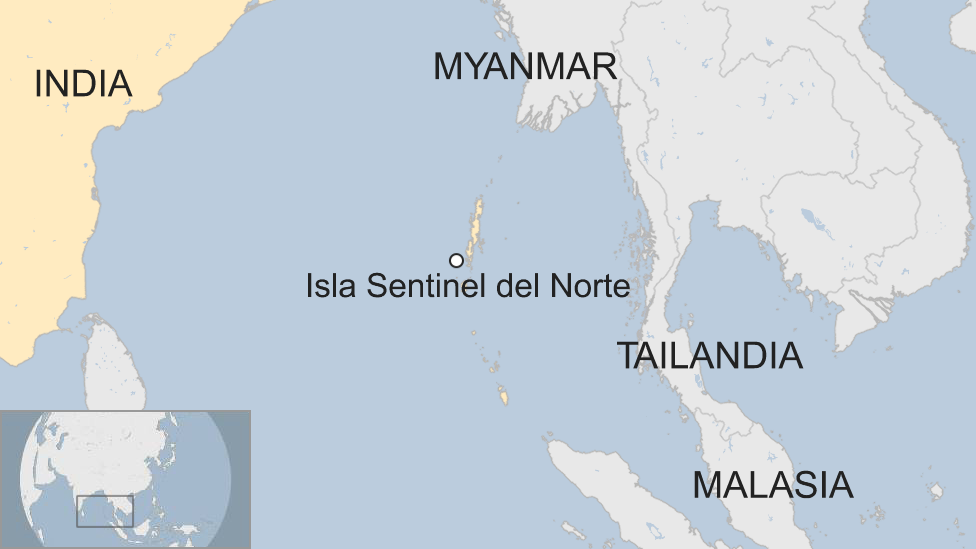 Isla Sentinel del Norte en un mapa