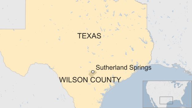 Mapa do Texas mostrando a localização da cidade de Sutherland