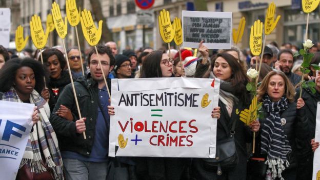 Protesta contra el antisemitismo en ParÃ­s