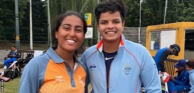 Ria Gill (left) and India's batter Shafali Verma (right)