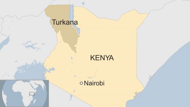Map showing location of Turkana