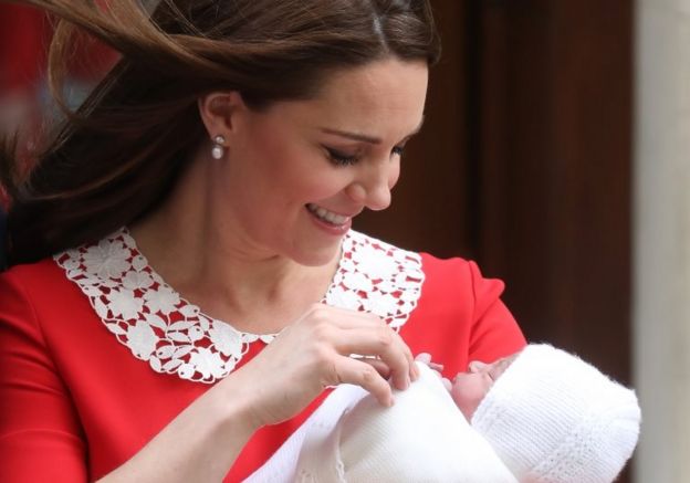 The Duchess of Cambridge leaves the Lindo Wing with her newborn son