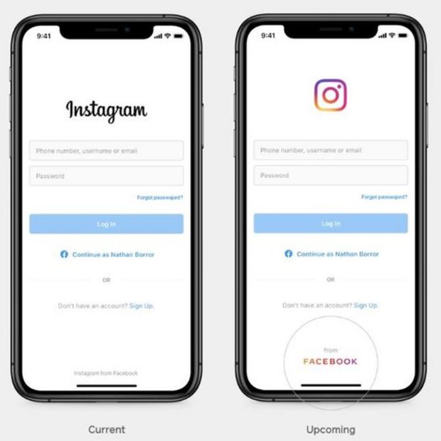 New Instagram branding on mobile phone screens