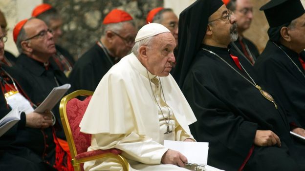 Pope Francis at a summit on protecting minors in the church in February 2019