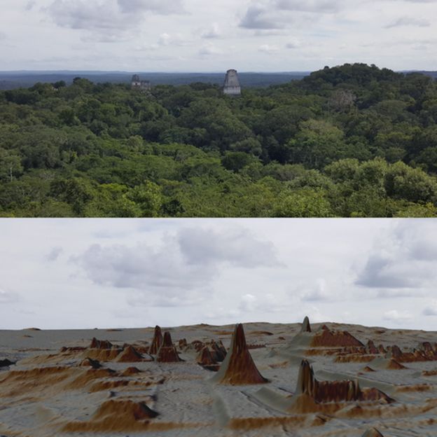 Florestas tropicais do norte da Guatemala e mapamento a laser