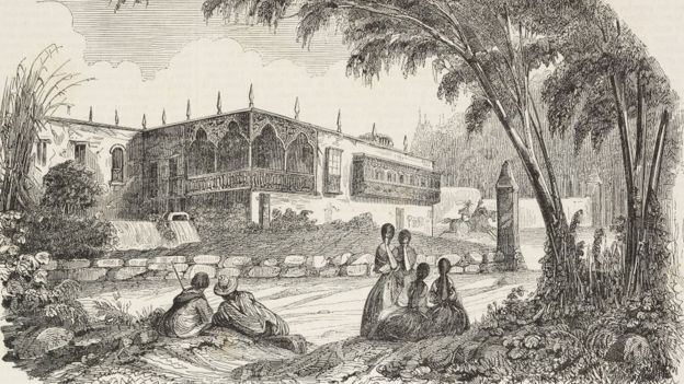 Casa de la Perricholi, según una ilustración de 1845.