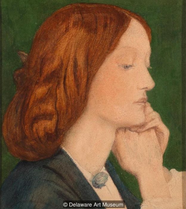 Elizabeth Siddal em obra de Dante Gabriel Rossetti (1852)