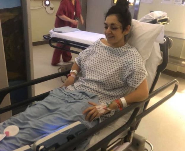 Hannah Sharma in hospital