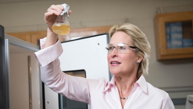 Frances Arnold, ganhadora do Nobel de Química de 2018, em laboratório