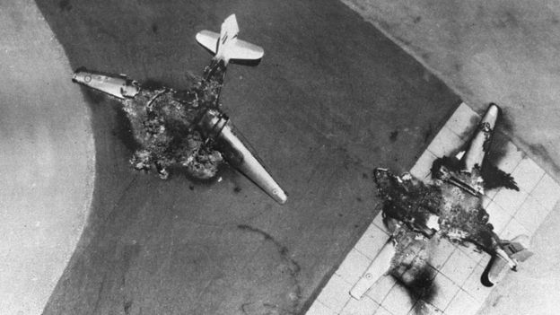 Aviones de la Fuerza Aérea de Egipto destruidos por Israel.