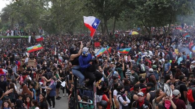 Manifestación en la Plaza Italia