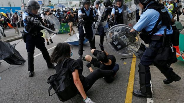 Police and protesters