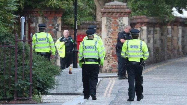 Police at Forbury Gardens in Reading town centre
