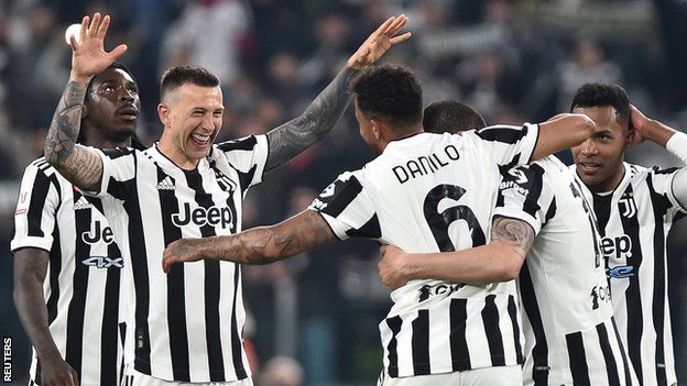 Federico Bernardeschi celebrates with Juventus team-mate Danilo