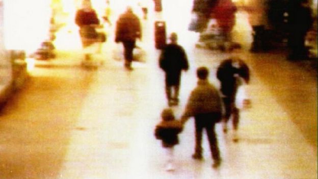 CCTV images of James Bulger being led away