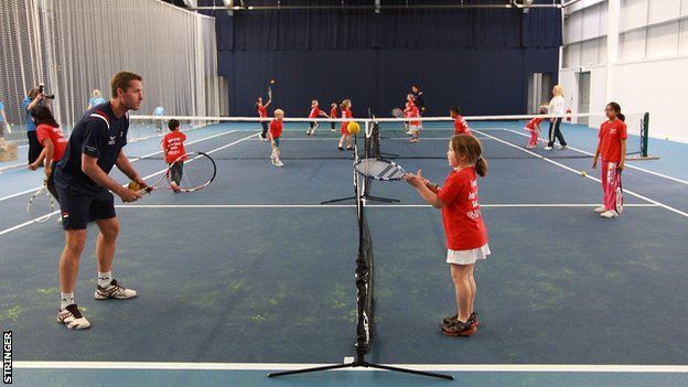 Children's coaching at the indoor facility at Edgbaston Priory Club