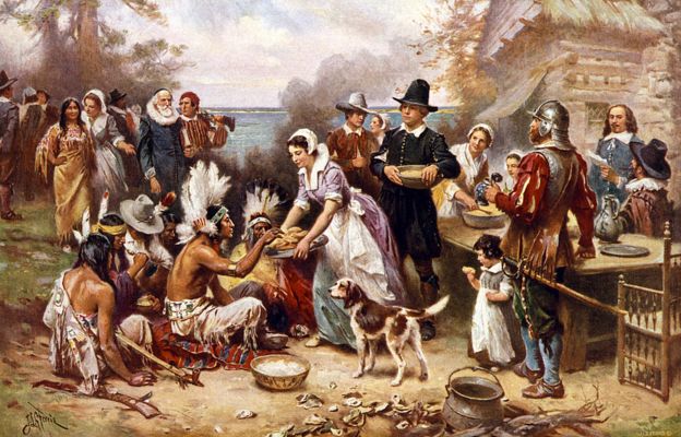 Dibujo del primer Thanksgiving