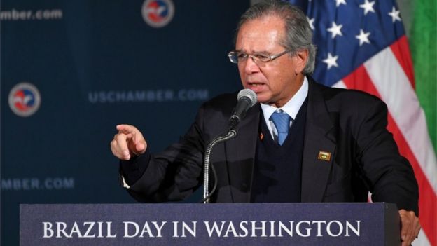 Paulo Guedes discursa na Câmara de Comércio dos Estados Unidos