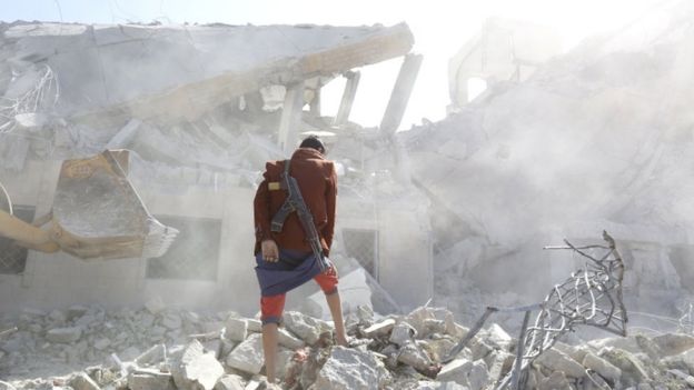 Saudi-led coalition air strike on Dhamar in Yemen, 1 Sept