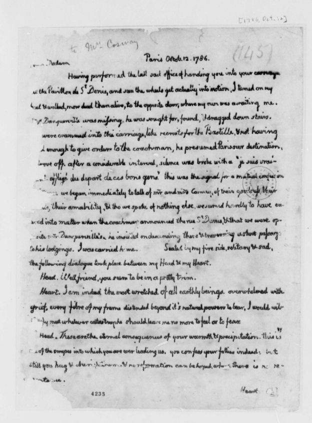 Carta de Thomas Jefferson a María Cosway.