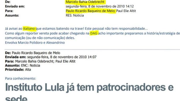Troca de mensagens entre Marcelo Odebrecht e Paulo Baqueiro de Melo